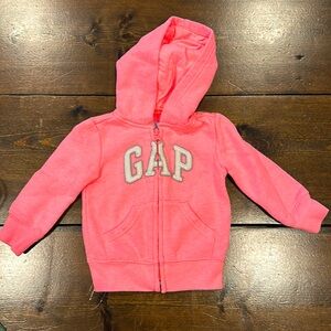 Baby Gap girl zip up sweater pink size 6-12 months